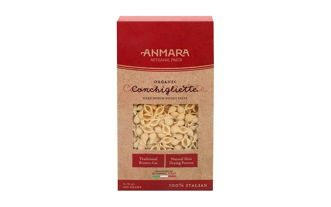 Anmara Artisanal Pasta Organic Conchigliette Hard Durum Wheat Pasta   Box  500 grams